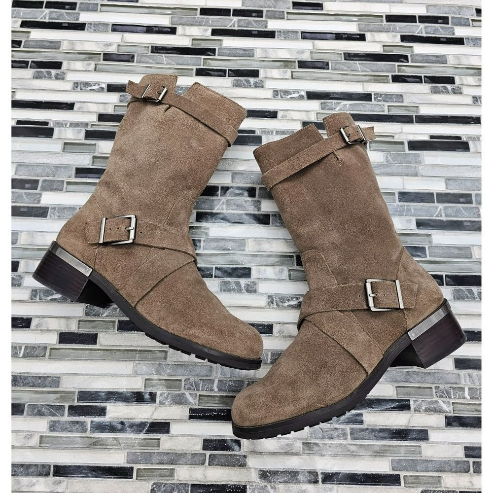 Vince Camuto Walleya 2 Suede Leather Zipper Women's Moto Boots Size 8.5
